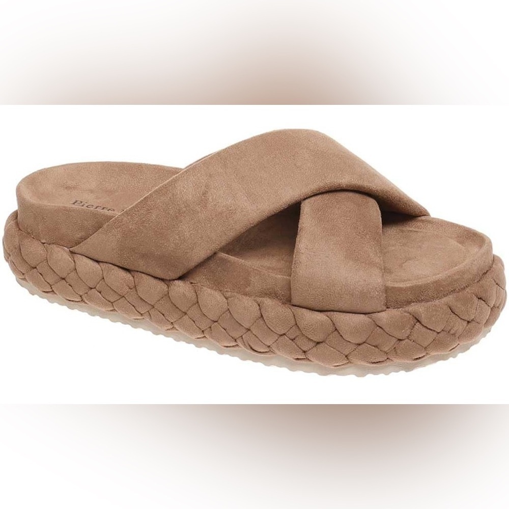 NEW- Pierre Dumas Mali-1 Women's Platform Footbed Support Cross Strap Sandal